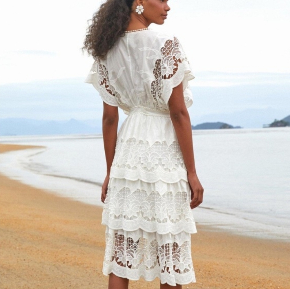 NWOT FARM RIO | $280 Richelieu Broderie Midi Dress - Picture 5 of 7